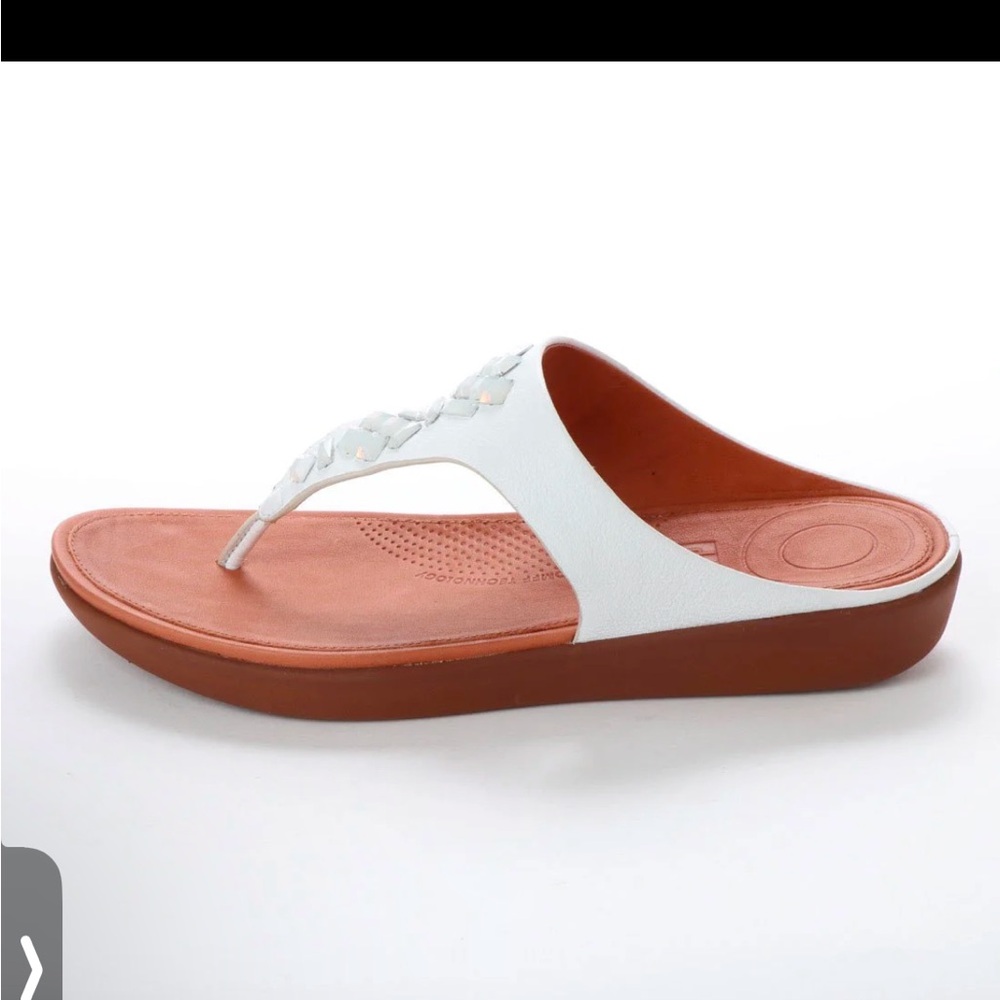 Fitflop White Banda Leather Toe Thong Sandals Size 9 - Picture 4 of 9